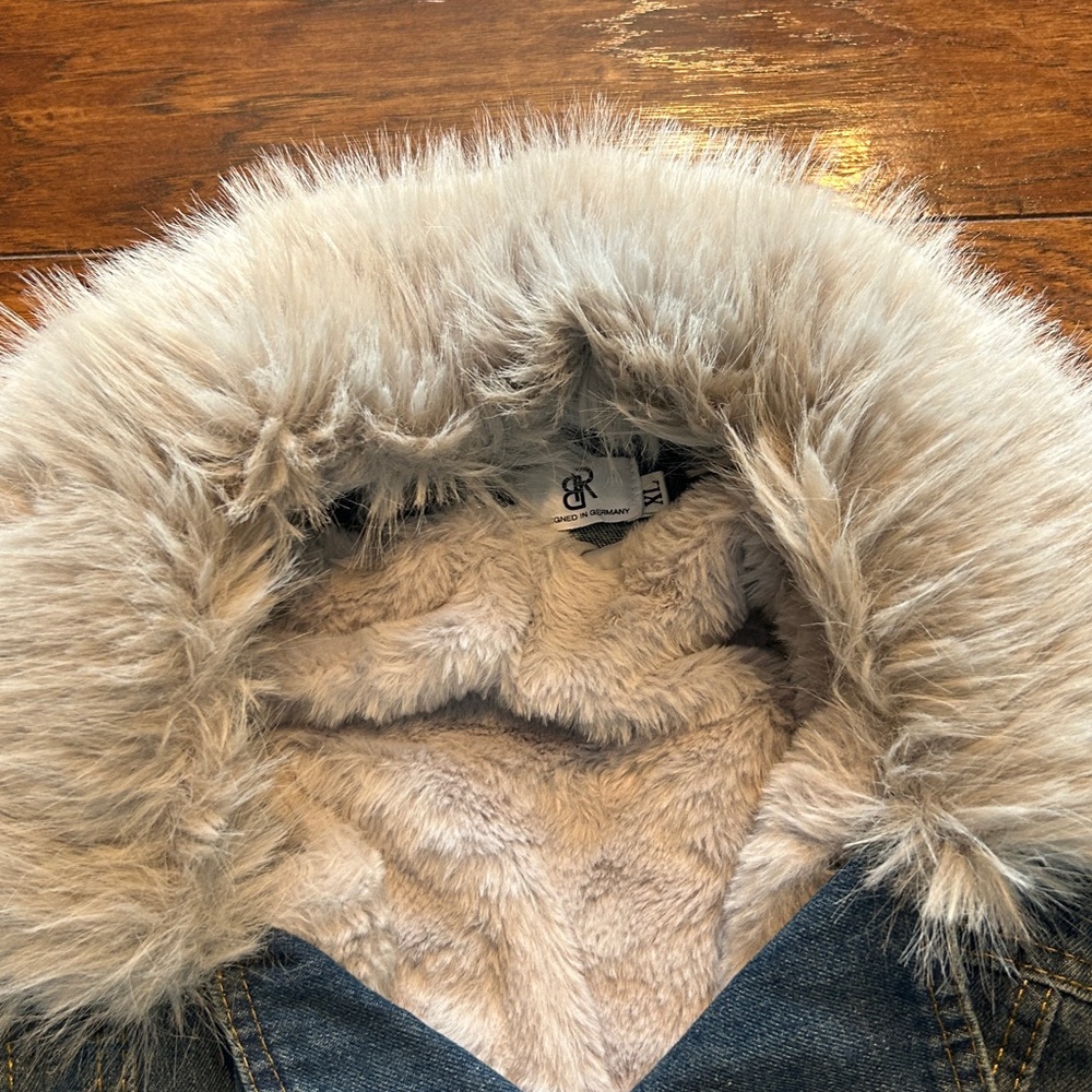 Women's Faux Collar Denim Jacket Penny lane style   size XL - Picture 7 of 12